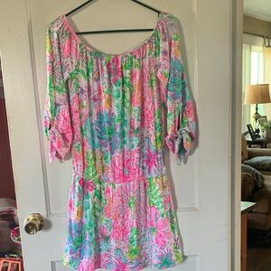 Lilly Pulitzer Bright Floral Off-Shoulder Women’s Romper Dress Size Small